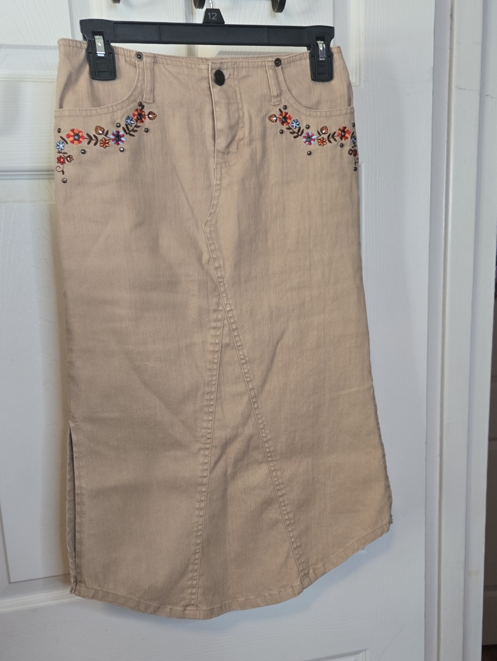 My Michelli Beige Embroidered Midi Skirt - Women